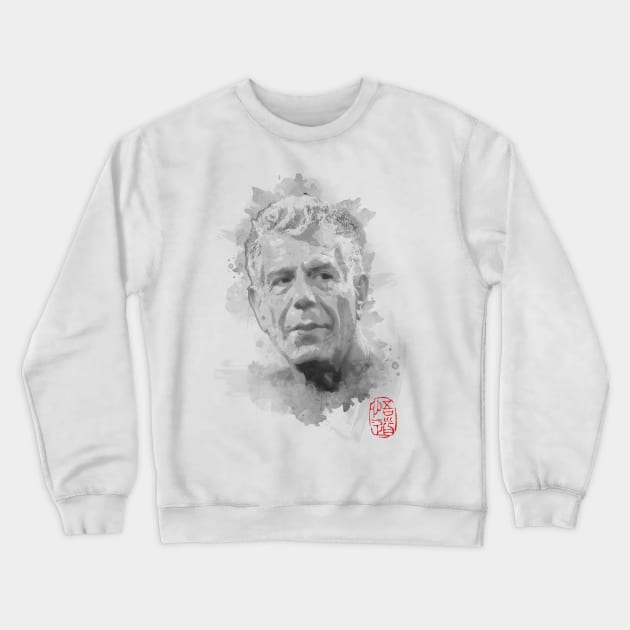 Anthony Bourdain Watercolor Crewneck Sweatshirt by Soriagk